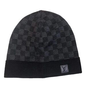 Louis Vuitton Black & Charcoal Damier Knit Beanie